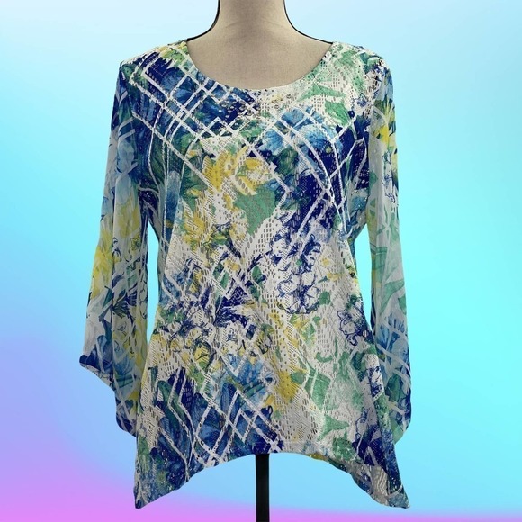 SHARKBITE Floral Multicolor 3/4 Sleeve Blouse - Picture 11 of 13